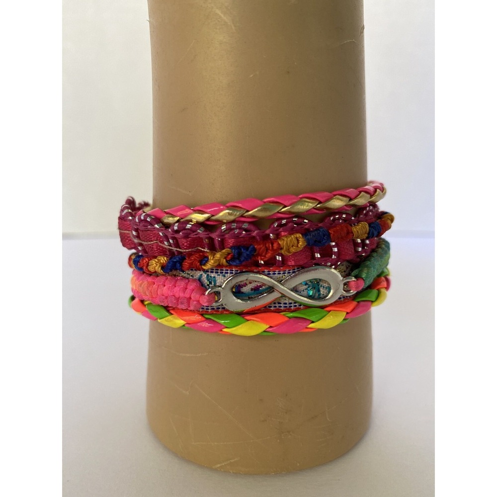 Teen Girls Kids Boho bracelet colorful bright colors gold tone 7" small‎ wrist